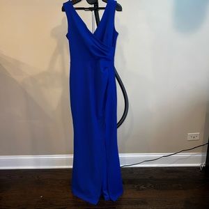 Woosea maxi dress, royal blue size small high slit